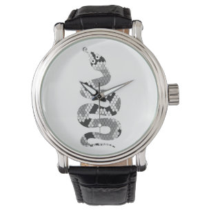 Schlange Grau und Hellgraue Silhouette Armbanduhr
