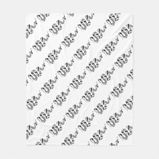 Schlange Grau und leicht Grau Silhouette Fleecedecke (Vorderseite)