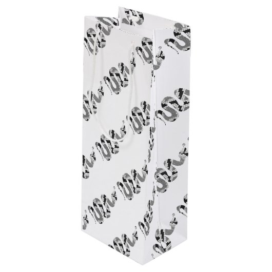 Schlange Grau und leicht Grau Silhouette Geschenktüte Für Weinflaschen (Vorderseite Schrägansicht)