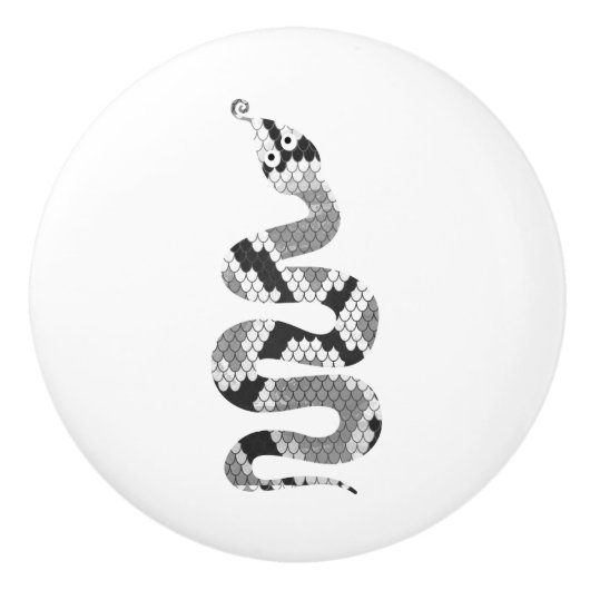 Schlange Grau und leicht Grau Silhouette Keramikknauf (Vorderseite)