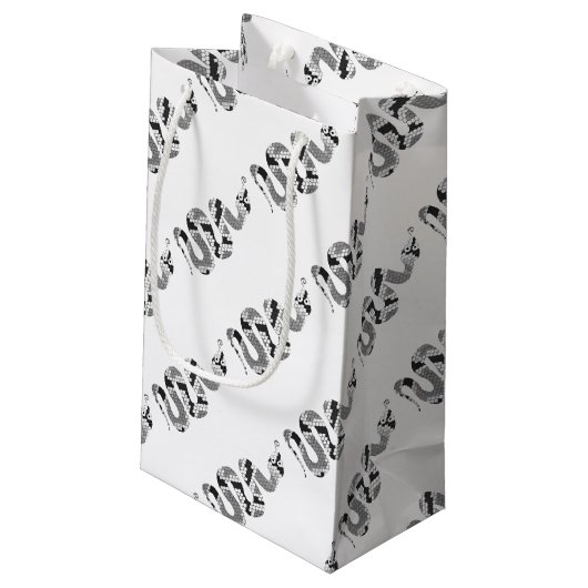 Schlange Grau und leicht Grau Silhouette Kleine Geschenktüte (Rückseite Schrägansicht)