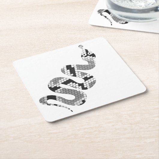 Schlange Grau und leicht Grau Silhouette Rechteckiger Pappuntersetzer (angewinkelt)