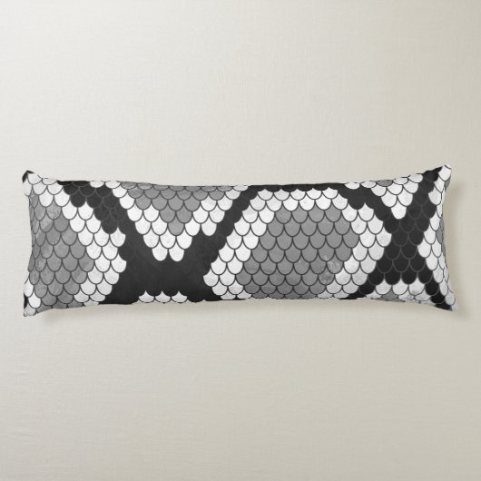 Schlange Grau und leicht Grau Silhouette Seitenschläferkissen (Rückseite)