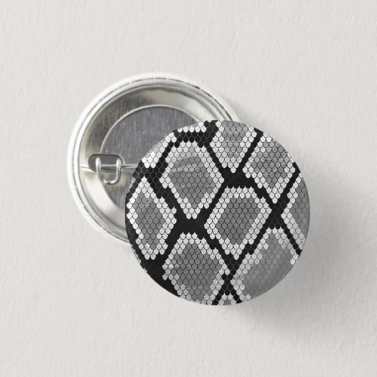 Schlange Grau, Weiß und Schwarz Button (Vorne & Hinten)