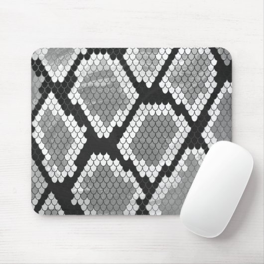 Schlange Grau, Weiß und Schwarz Mousepad (Mit Mouse)