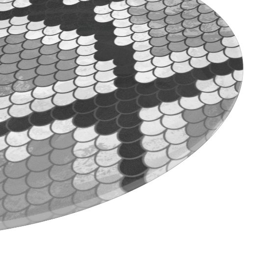 Schlange Grau, Weiß und Schwarz Schneidebrett (Ecke)