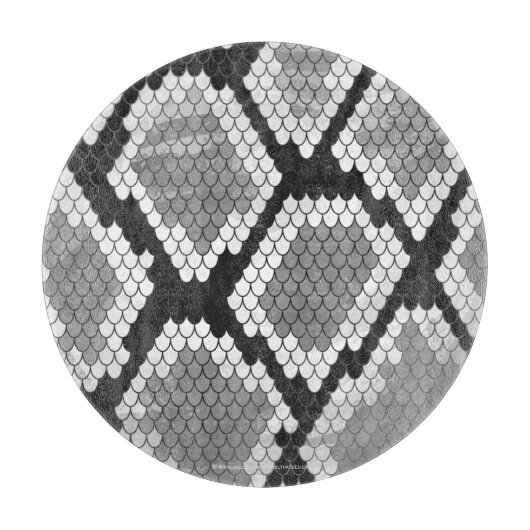 Schlange Grau, Weiß und Schwarz Schneidebrett (Vorderseite)