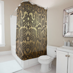 Schlange Haut Print Modern Glam Gold Duschvorhang