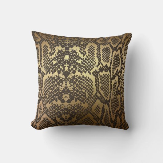 Schlange Haut Print Modern Glam Gold Kissen (Vorderseite)