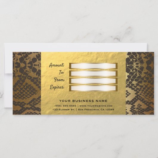 Schlange Haut Tier Print Gold Foil Geschenkgutsche (Rückseite)