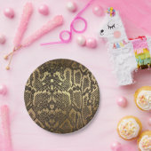 Schlange Hautfresse Elegante Modernes Glam Gold Pappteller (Party)