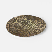 Schlange Hautfresse Elegante Modernes Glam Gold Pappteller (Schrägansicht)
