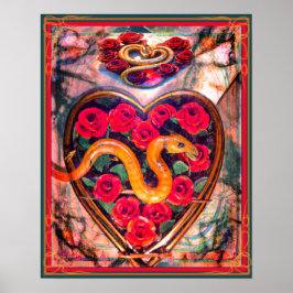 Schlange, Herz und Rose Totes Valentin Poster