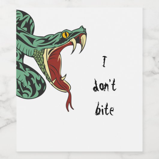 Schlange "Ich beiße nicht" Weinetikett (Einzelnes Label)