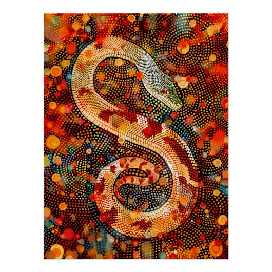 Schlange in der aborigines Dot Art Style Poster (Vorderseite)