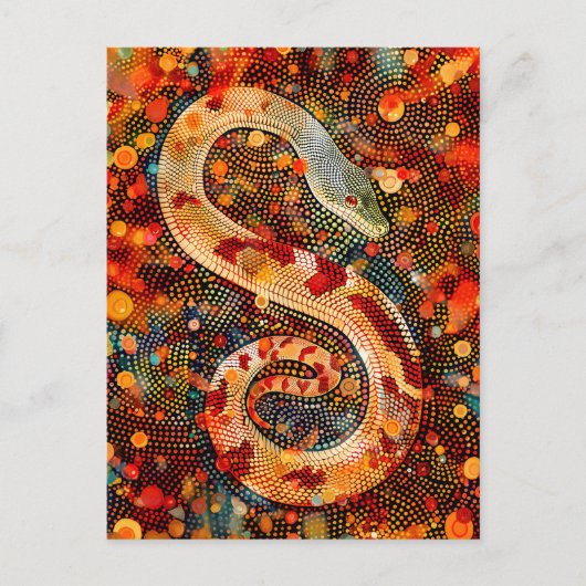 Schlange in der aborigines Dot Art Style Postkarte (Vorderseite)