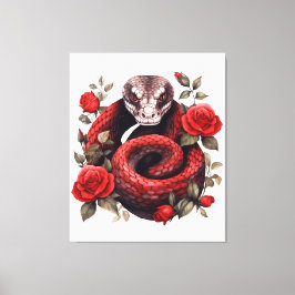 Schlange ist in Rose gerissen Leinwanddruck