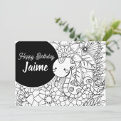 Schlange Kindergeburtstag Blumenkolorierung Feiertagskarte (Stehend Vorderseite)