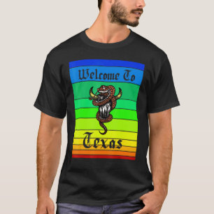 Schlange Kuh Schädel Willkommen bei Texas Sunset T-Shirt