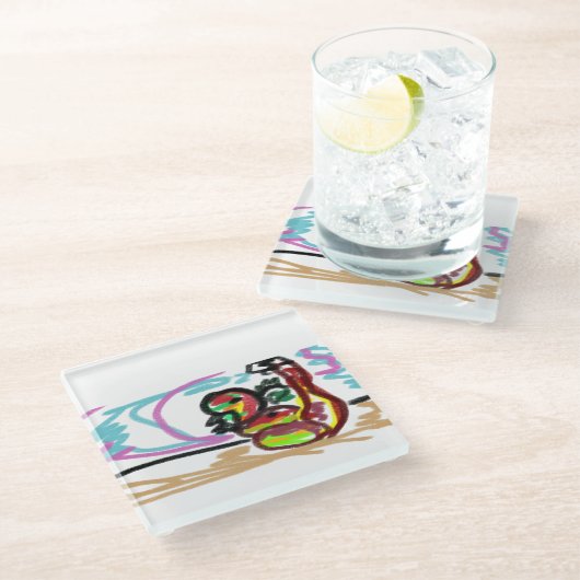 Schlange Liebe Glasuntersetzer (Schrägansicht)