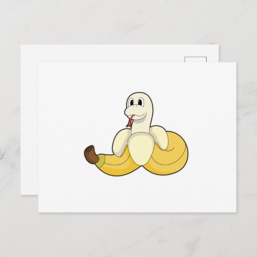 Schlange mit Banana Postkarte (Vorne/Hinten)