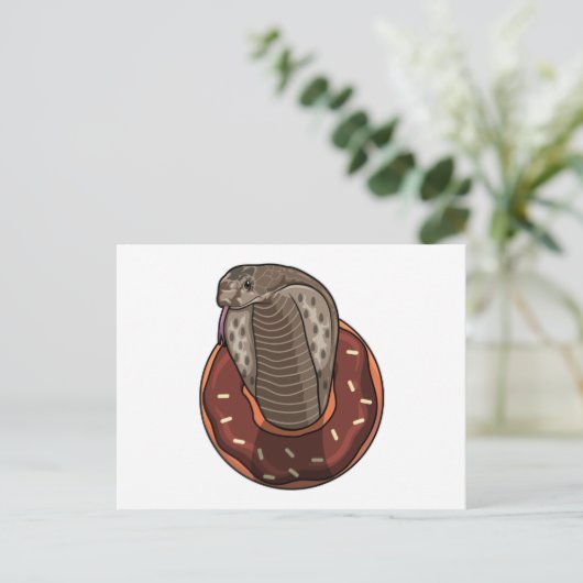 Schlange mit Donut Postkarte (Stehend Vorderseite)