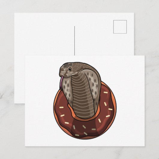 Schlange mit Donut Postkarte (Vorne/Hinten)
