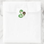 Schlange mit Donut Quadratischer Aufkleber (Tasche)