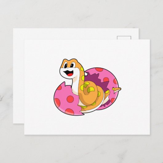 Schlange mit Ei Postkarte (Vorne/Hinten)