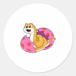 Schlange mit Ei Runder Aufkleber