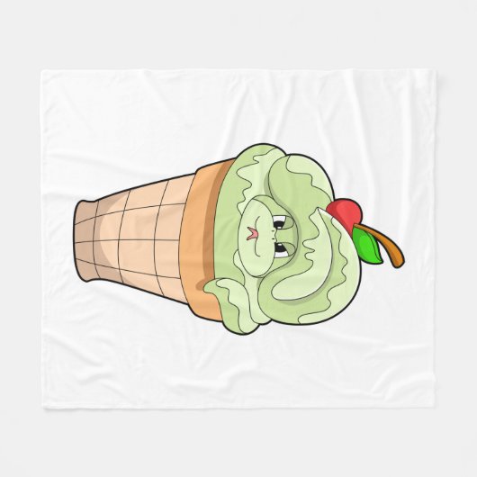 Schlange mit Eiscreme und Kirsche Fleecedecke (Vorderseite (Horizontal))