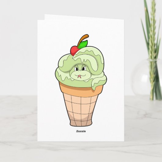 Schlange mit Eiscreme und Kirsche Karte (Rückseite)