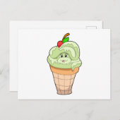 Schlange mit Eiscreme und Kirsche Postkarte (Vorne/Hinten)