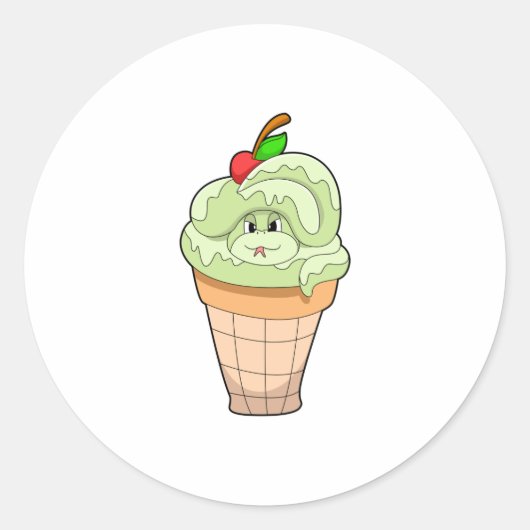 Schlange mit Eiscreme und Kirsche Runder Aufkleber (Vorderseite)