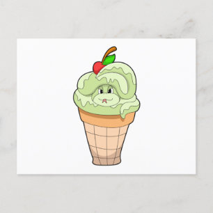 Schlange mit Eistüte & Kirsche Postkarte