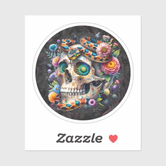 Schlange mit floraler Schnürstickerchen Aufkleber (Blatt)