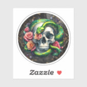 Schlange mit grünem Skull-Aufkleber. Aufkleber (Blatt)