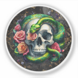 Schlange mit grünem Skull-Aufkleber. Aufkleber