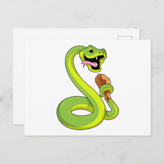 Schlange mit Hühnchen Postkarte (Vorne/Hinten)