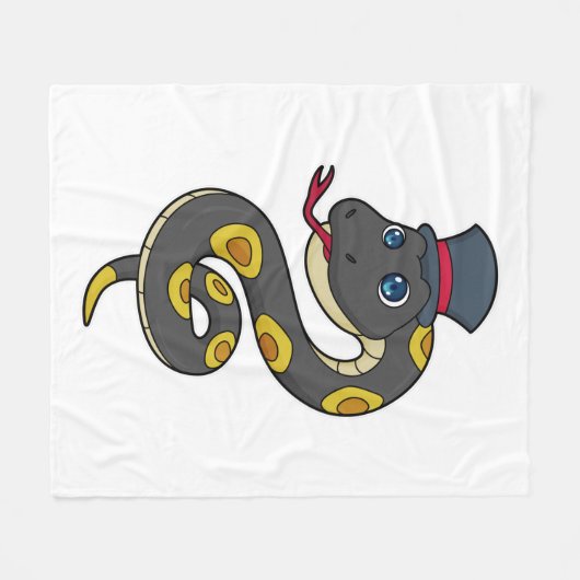 Schlange mit Hut Fleecedecke (Vorderseite (Horizontal))