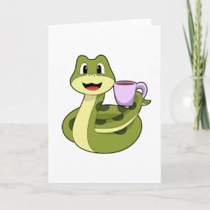 Schlange mit Kaffeetasse Karte