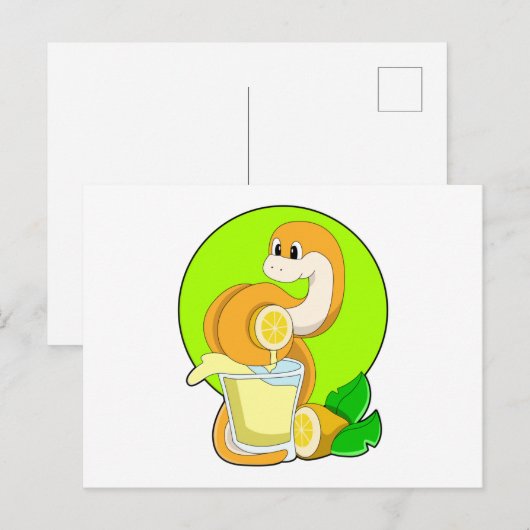 Schlange mit Lemonsglas Postkarte (Vorne/Hinten)