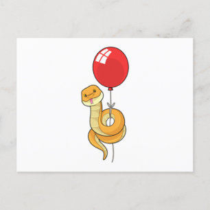 Schlange mit Luftballon Postkarte