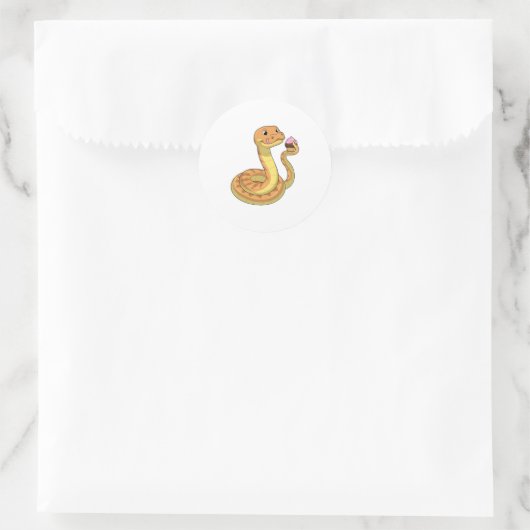 Schlange mit Muffin Runder Aufkleber (Tasche)