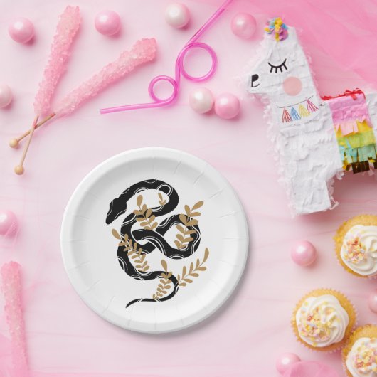 Schlange mit Pflanze Pappteller (Party)