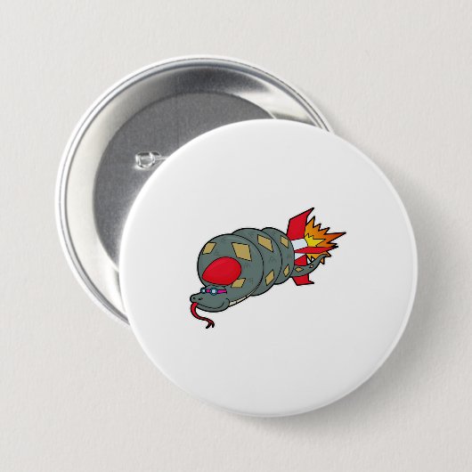 Schlange mit Rakete Button (Vorne & Hinten)