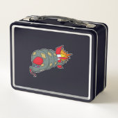 Schlange mit Rakete Metall Brotdose (Rückseite)