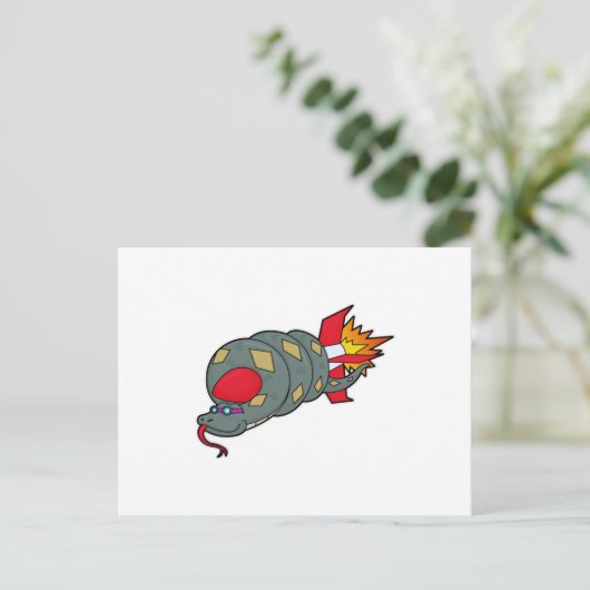 Schlange mit Rakete Postkarte (Stehend Vorderseite)