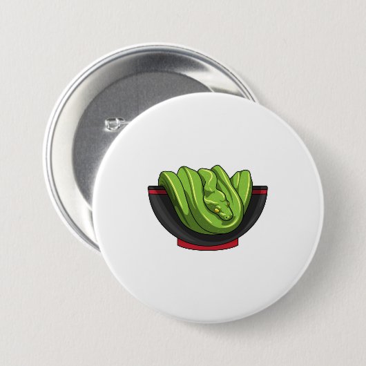 Schlange mit Ramen Bowl Button (Vorne & Hinten)
