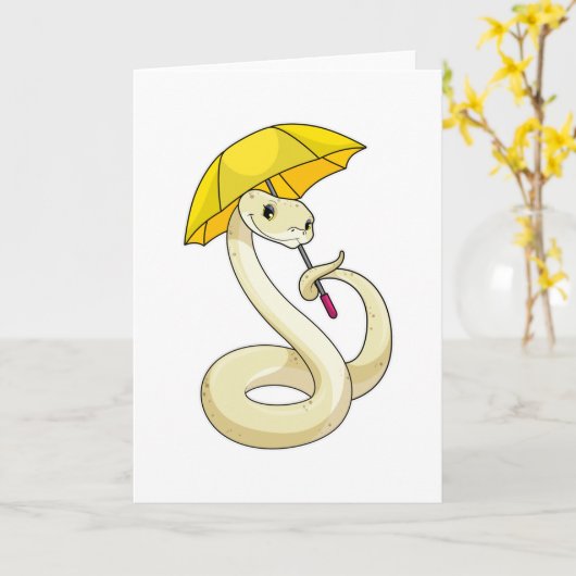 Schlange mit Regenschirm Karte (Gelbe Blume)